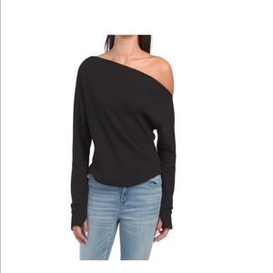 NWT House of Harlow waffle slouchy one shoulder top